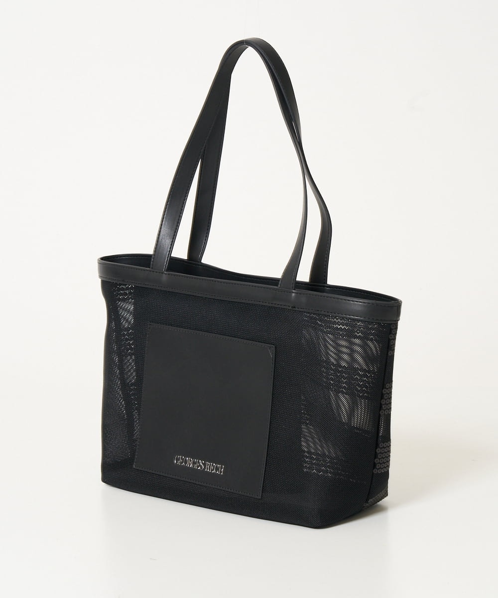 PG5GD29230 GEORGES RECH(ジョルジュ・レッシュ) スパンコールボーダー刺繍シアートートバッグ アイボリー