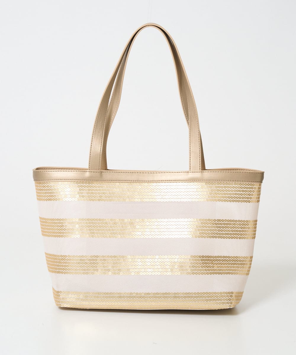 PG5GD29230 GEORGES RECH(ジョルジュ・レッシュ) スパンコールボーダー刺繍シアートートバッグ アイボリー