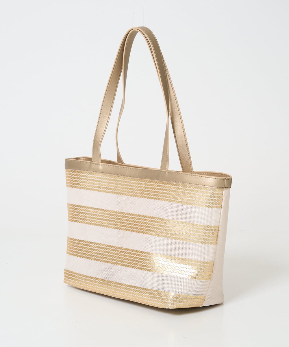 PG5GD29230 GEORGES RECH(ジョルジュ・レッシュ) スパンコールボーダー刺繍シアートートバッグ アイボリー