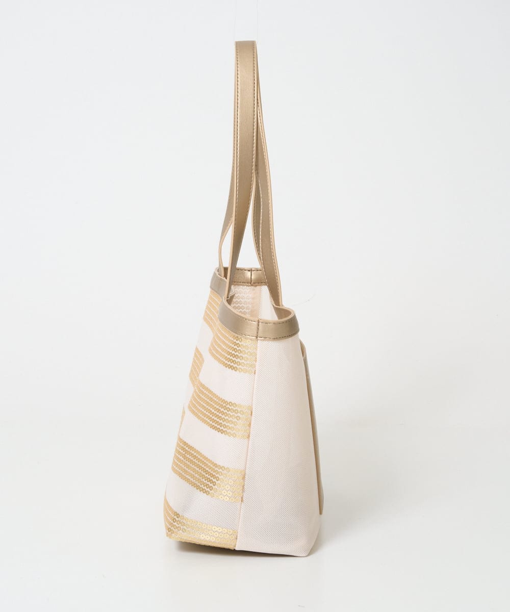 PG5GD29230 GEORGES RECH(ジョルジュ・レッシュ) スパンコールボーダー刺繍シアートートバッグ アイボリー