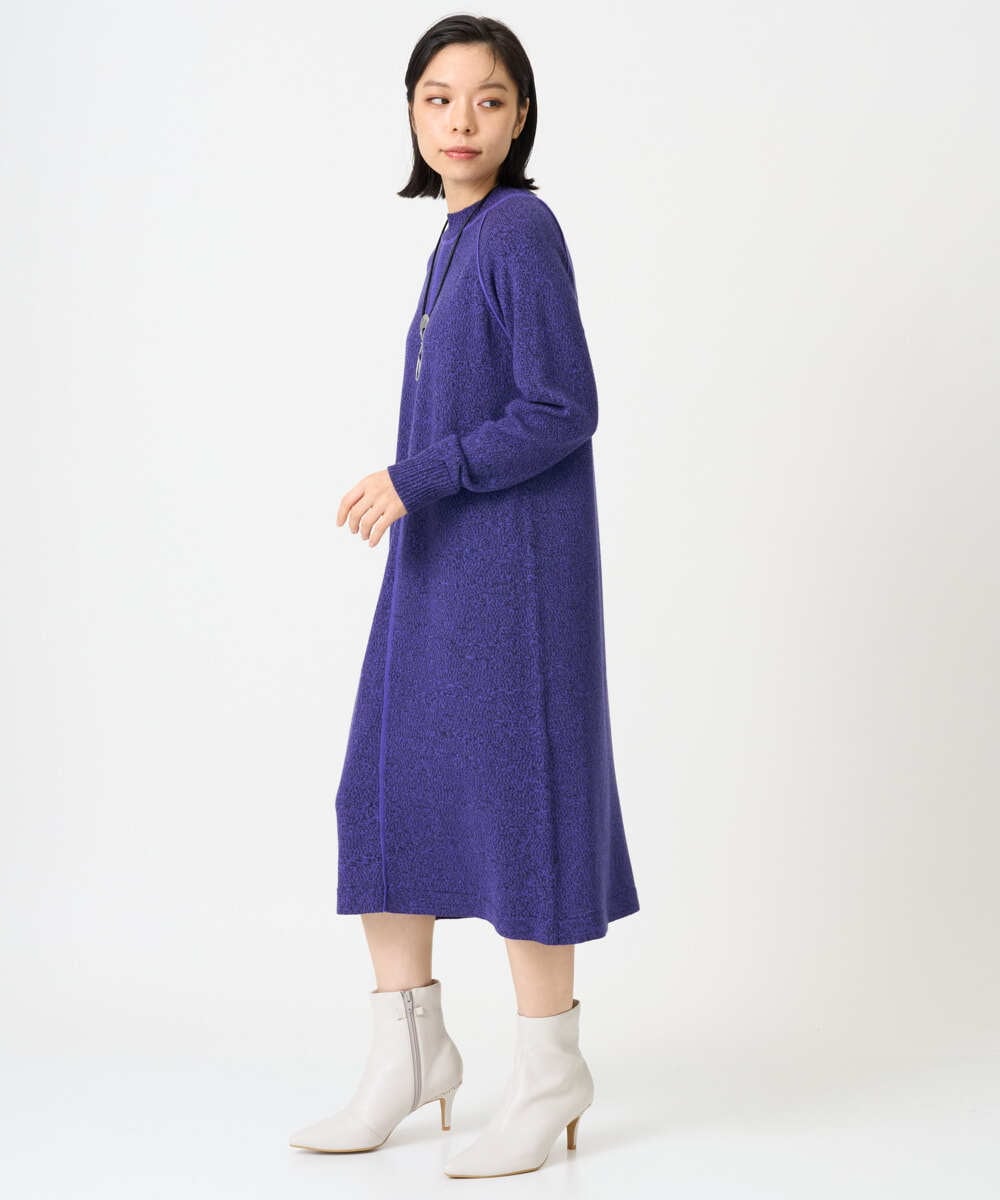 PHAAG16390 GEORGES RECH(小さいサイズ)(メゾン ドゥ サンク) ラグランスリーブセミハイネックニットワンピース ネイビー