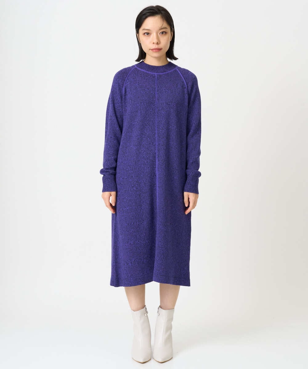 PHAAG16390 GEORGES RECH(小さいサイズ)(メゾン ドゥ サンク) ラグランスリーブセミハイネックニットワンピース ネイビー