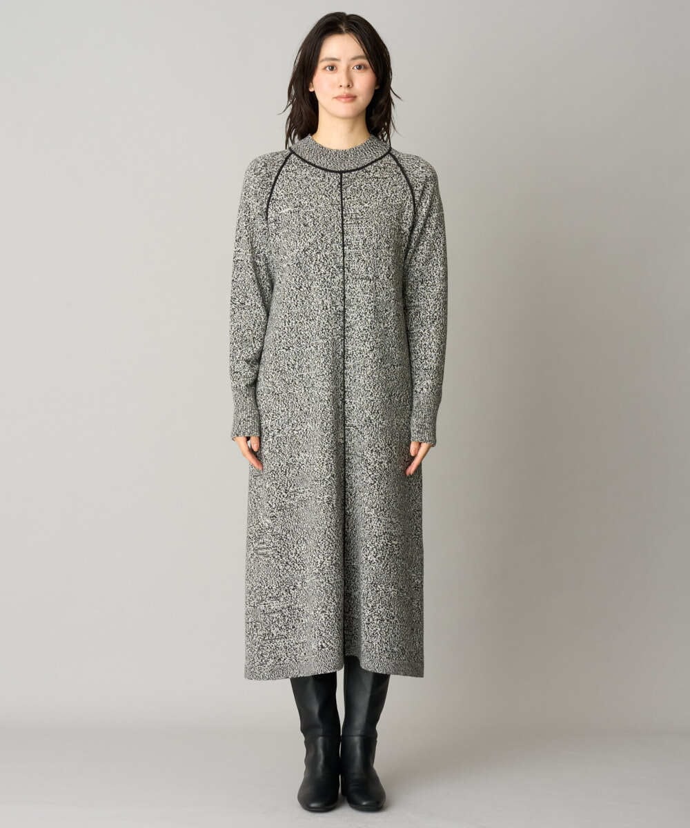 PHAAG16390 GEORGES RECH(小さいサイズ)(メゾン ドゥ サンク) ラグランスリーブセミハイネックニットワンピース ブラック