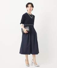 PHAGB45360 GEORGES RECH(小さいサイズ)(メゾン ドゥ サンク) タフタドッキング配色ボーダーニットワンピース ブラック
