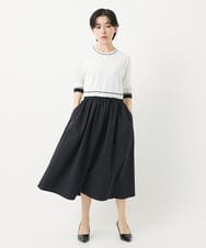 PHAGB45360 GEORGES RECH(小さいサイズ)(メゾン ドゥ サンク) タフタドッキング配色ボーダーニットワンピース ブラック