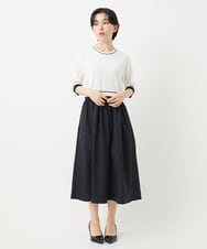 PHAGB45360 GEORGES RECH(小さいサイズ)(メゾン ドゥ サンク) タフタドッキング配色ボーダーニットワンピース ブラック