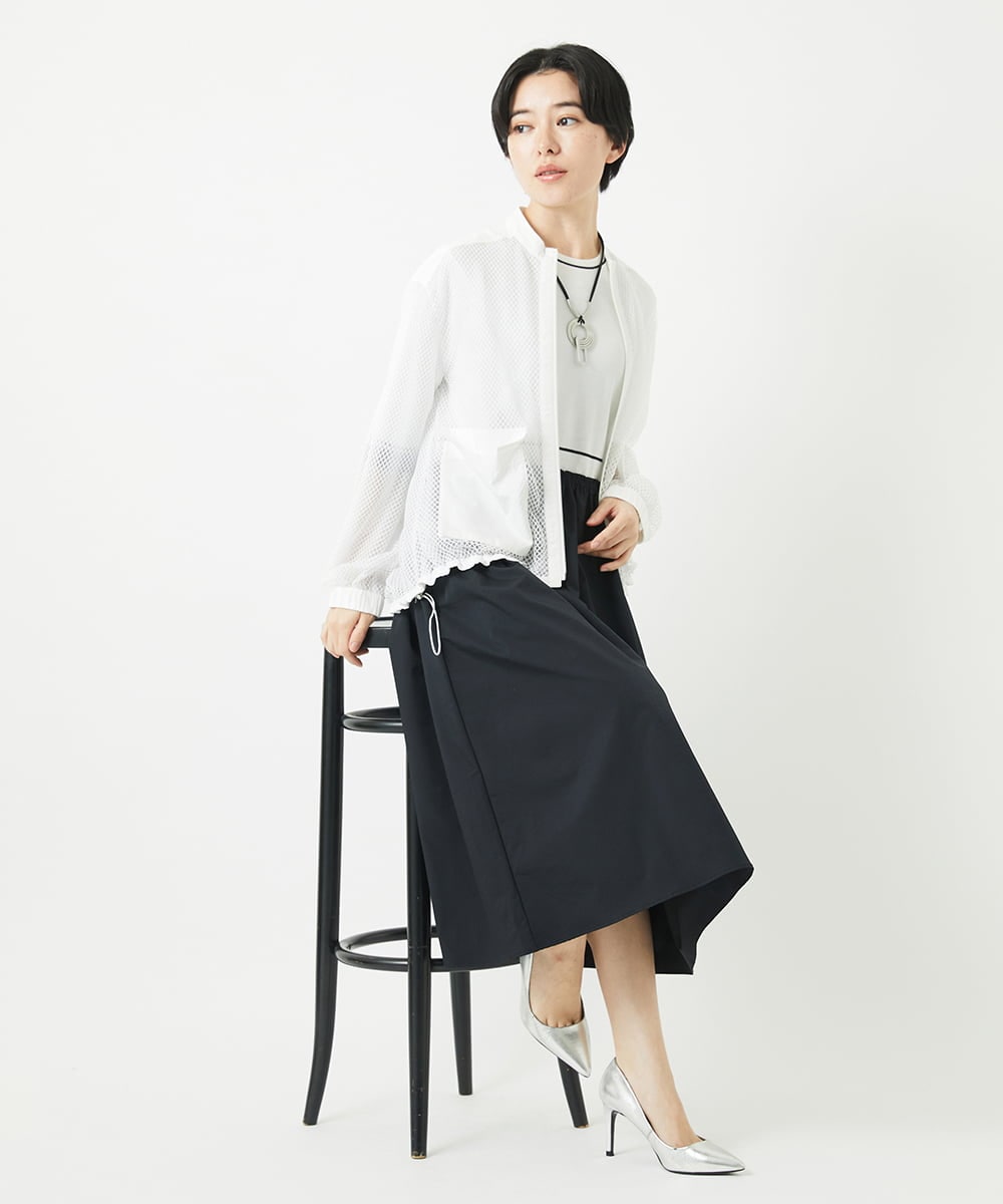 PHAGB45360 GEORGES RECH(小さいサイズ)(メゾン ドゥ サンク) タフタドッキング配色ボーダーニットワンピース ブラック