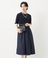 PHAGB45360 GEORGES RECH(小さいサイズ)(メゾン ドゥ サンク) タフタドッキング配色ボーダーニットワンピース ブラック