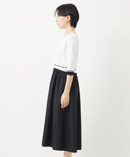 PHAGB45360 GEORGES RECH(小さいサイズ)(メゾン ドゥ サンク) タフタドッキング配色ボーダーニットワンピース ブラック