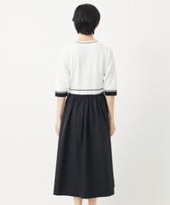 PHAGB45360 GEORGES RECH(小さいサイズ)(メゾン ドゥ サンク) タフタドッキング配色ボーダーニットワンピース ブラック