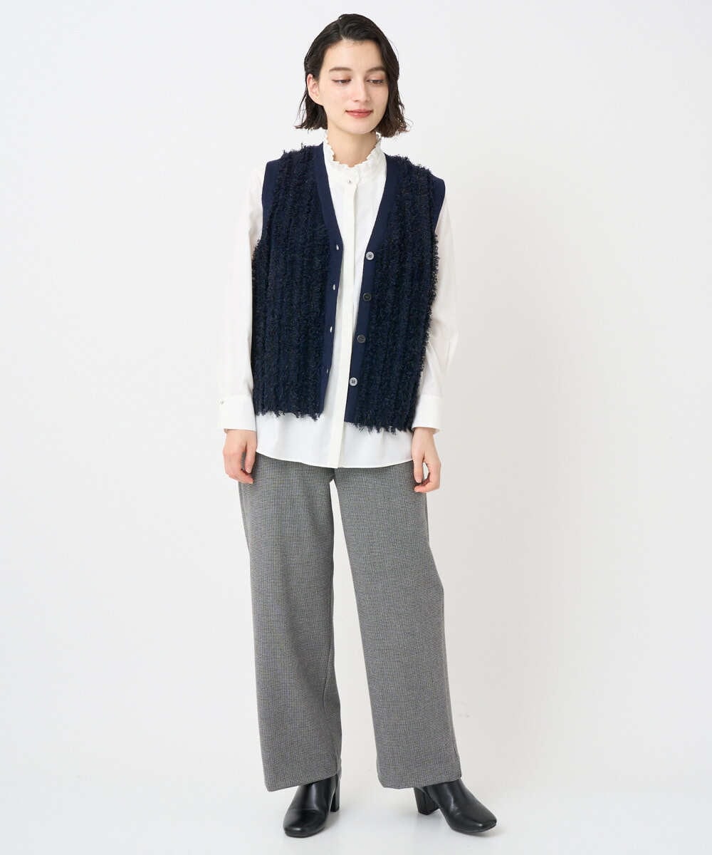 PHBAD37240 GEORGES RECH(小さいサイズ)(メゾン ドゥ サンク) [日本製]ロマンティックタックフリルブラウス ホワイト