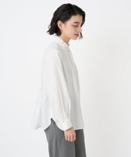 PHBAD37240 GEORGES RECH(小さいサイズ)(メゾン ドゥ サンク) [日本製]ロマンティックタックフリルブラウス ホワイト