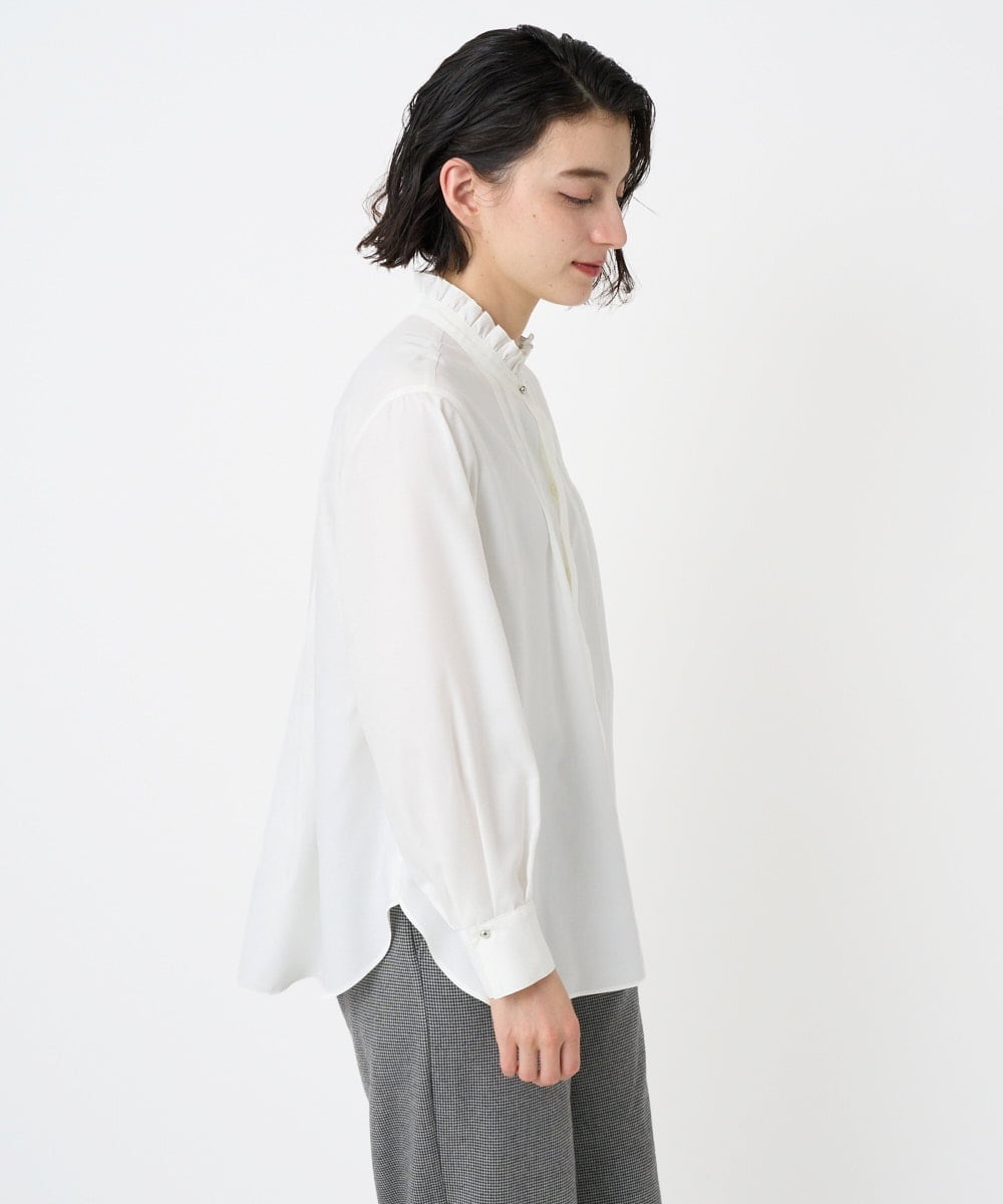 PHBAD37240 GEORGES RECH(小さいサイズ)(メゾン ドゥ サンク) [日本製]ロマンティックタックフリルブラウス ホワイト