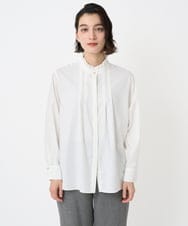 PHBAD37240 GEORGES RECH(小さいサイズ)(メゾン ドゥ サンク) [日本製]ロマンティックタックフリルブラウス ホワイト