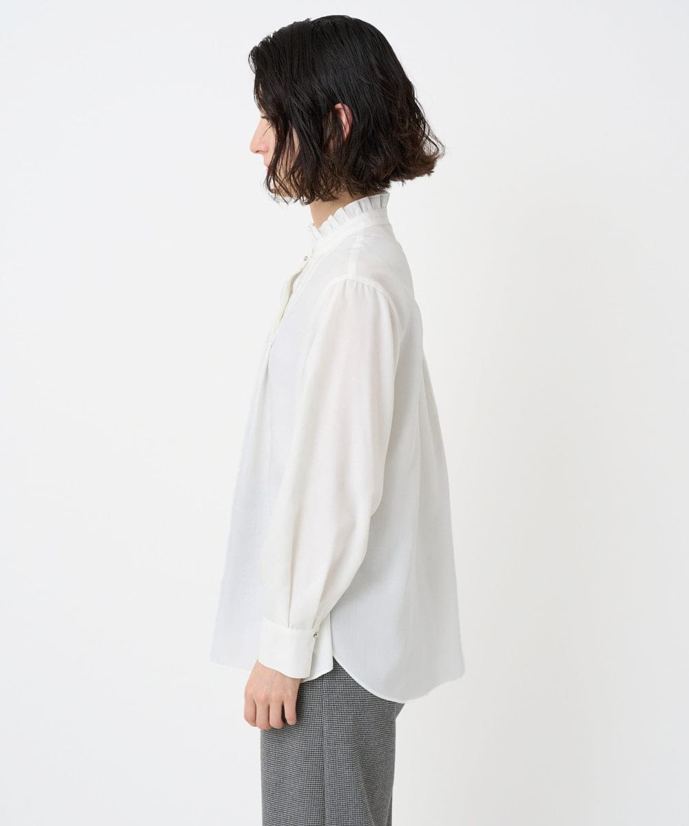 PHBAD37240 GEORGES RECH(小さいサイズ)(メゾン ドゥ サンク) [日本製]ロマンティックタックフリルブラウス ホワイト