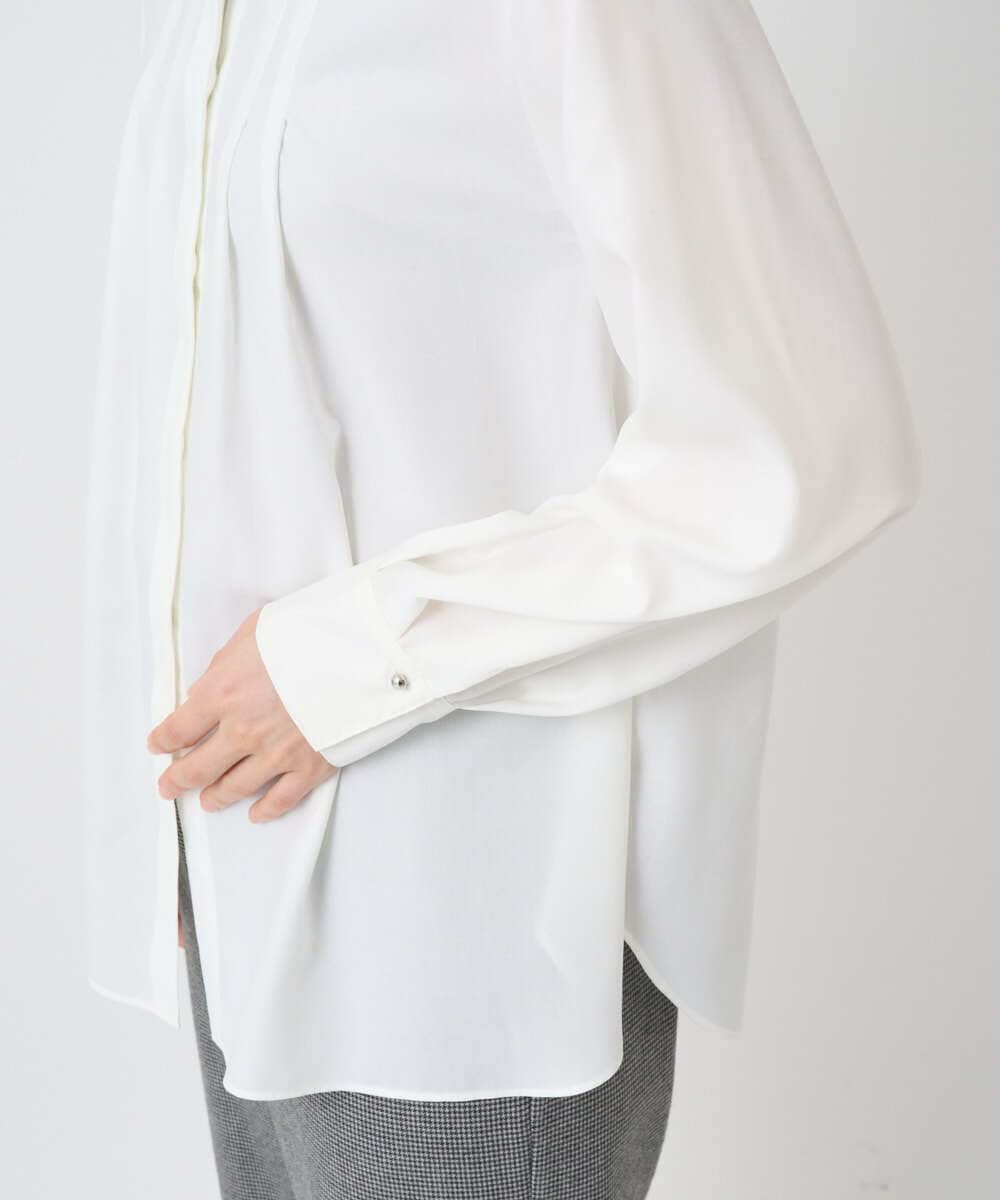 PHBAD37240 GEORGES RECH(小さいサイズ)(メゾン ドゥ サンク) [日本製]ロマンティックタックフリルブラウス ホワイト