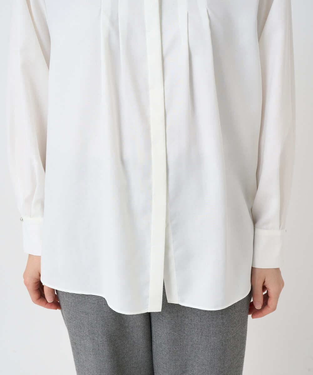 PHBAD37240 GEORGES RECH(小さいサイズ)(メゾン ドゥ サンク) [日本製]ロマンティックタックフリルブラウス ホワイト