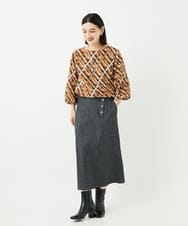PHBAE56390 GEORGES RECH(小さいサイズ)(メゾン ドゥ サンク)  [日本製]フェザーバルーンスリーブブラウス オレンジ