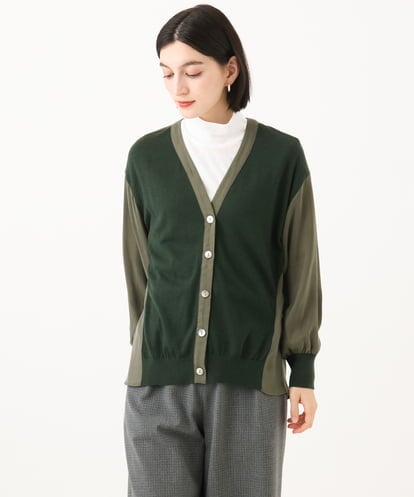 PHBAH05290 GEORGES RECH(小さいサイズ) 異素材コンビVネックカーディガン