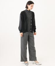 PHBAH05290 GEORGES RECH(小さいサイズ)(メゾン ドゥ サンク) 異素材コンビVネックカーディガン カーキ