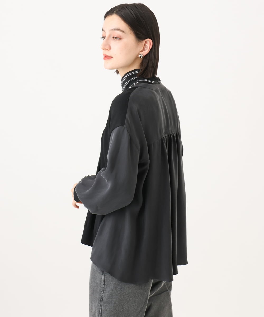 PHBAH05290 GEORGES RECH(小さいサイズ)(メゾン ドゥ サンク) 異素材コンビVネックカーディガン カーキ