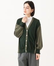 PHBAH05290 GEORGES RECH(小さいサイズ)(メゾン ドゥ サンク) 異素材コンビVネックカーディガン カーキ