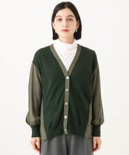PHBAH05290 GEORGES RECH(小さいサイズ)(メゾン ドゥ サンク) 異素材コンビVネックカーディガン カーキ