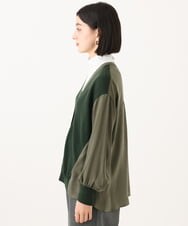 PHBAH05290 GEORGES RECH(小さいサイズ)(メゾン ドゥ サンク) 異素材コンビVネックカーディガン カーキ