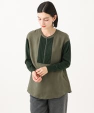 PHBAH06250 GEORGES RECH(小さいサイズ)(メゾン ドゥ サンク) 異素材コンビジッププルオーバー カーキ