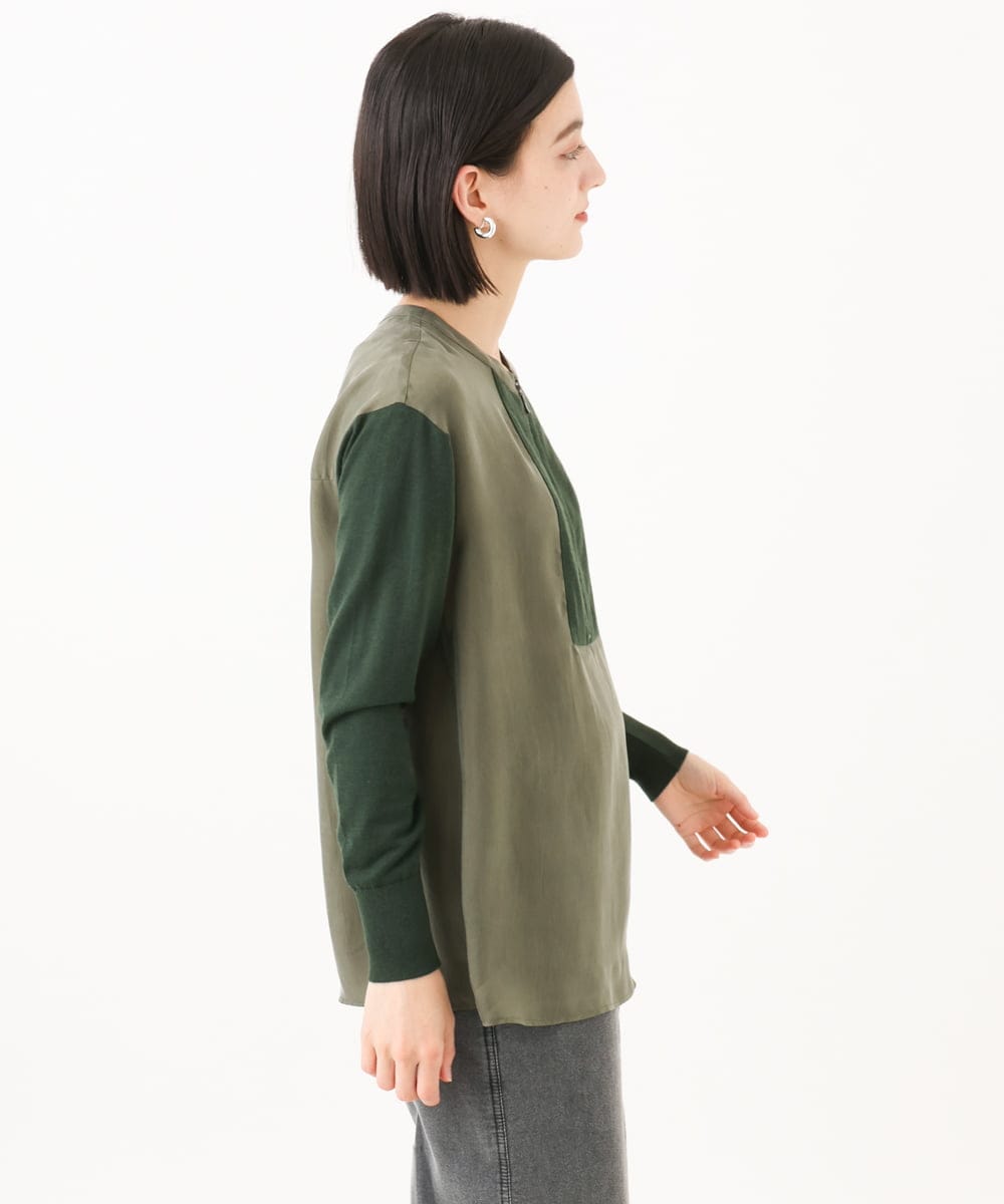 PHBAH06250 GEORGES RECH(小さいサイズ)(メゾン ドゥ サンク) 異素材コンビジッププルオーバー カーキ