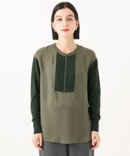 PHBAH06250 GEORGES RECH(小さいサイズ)(メゾン ドゥ サンク) 異素材コンビジッププルオーバー カーキ