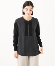 PHBAH06250 GEORGES RECH(小さいサイズ)(メゾン ドゥ サンク) 異素材コンビジッププルオーバー ブラック