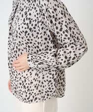 PHBCD49290 GEORGES RECH(小さいサイズ)(メゾン ドゥ サンク)  [日本製/セットアップ対応]レオパードロールネックブラウス ライトグレー