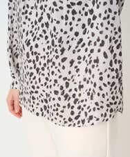 PHBCD49290 GEORGES RECH(小さいサイズ)(メゾン ドゥ サンク)  [日本製/セットアップ対応]レオパードロールネックブラウス ライトグレー