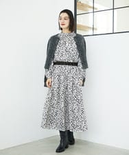 PHBCD49290 GEORGES RECH(小さいサイズ)(メゾン ドゥ サンク)  [日本製/セットアップ対応]レオパードロールネックブラウス ライトグレー