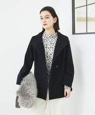 PHBCD49290 GEORGES RECH(小さいサイズ)(メゾン ドゥ サンク)  [日本製/セットアップ対応]レオパードロールネックブラウス ライトグレー