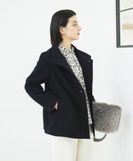 PHBCD49290 GEORGES RECH(小さいサイズ)(メゾン ドゥ サンク)  [日本製/セットアップ対応]レオパードロールネックブラウス ライトグレー