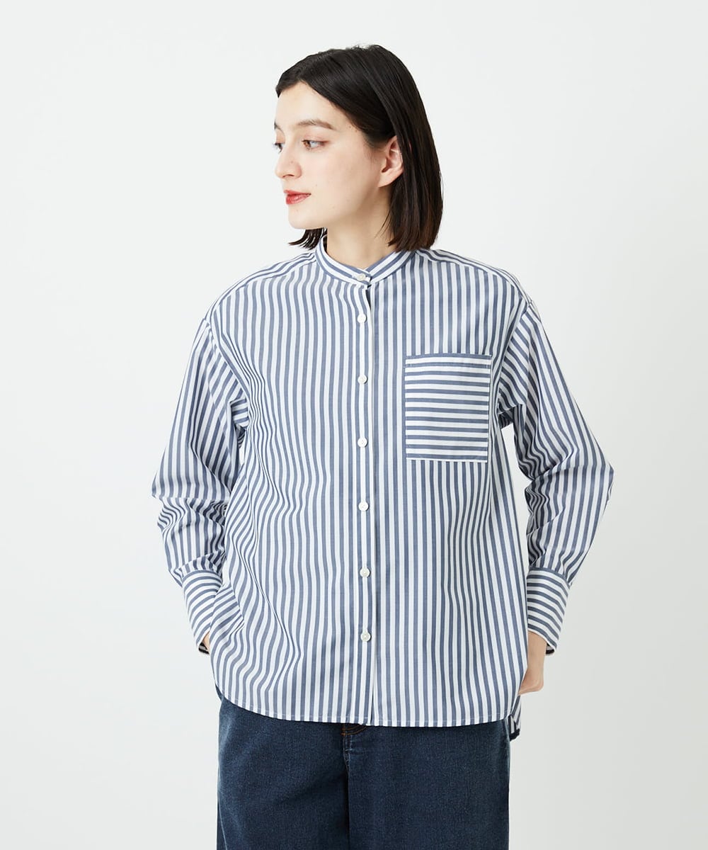 PHBEE05230 GEORGES RECH(小さいサイズ)(メゾン ドゥ サンク) バンドカラーシャツ ネイビー