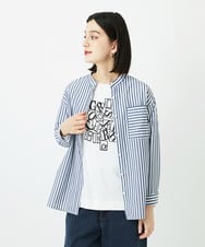 PHBEE05230 GEORGES RECH(小さいサイズ)(メゾン ドゥ サンク) [日本製]バンドカラーシャツ ネイビー