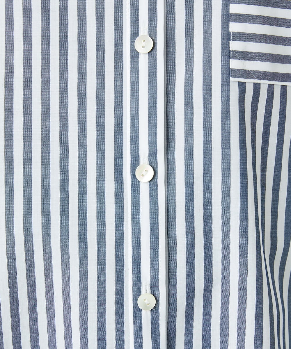 PHBEE05230 GEORGES RECH(小さいサイズ)(メゾン ドゥ サンク) [日本製]バンドカラーシャツ ネイビー