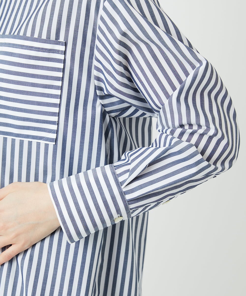 PHBEE05230 GEORGES RECH(小さいサイズ)(メゾン ドゥ サンク) バンドカラーシャツ ネイビー