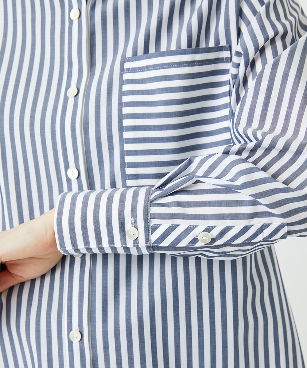 PHBEE05230 GEORGES RECH(小さいサイズ)(メゾン ドゥ サンク) バンドカラーシャツ ネイビー