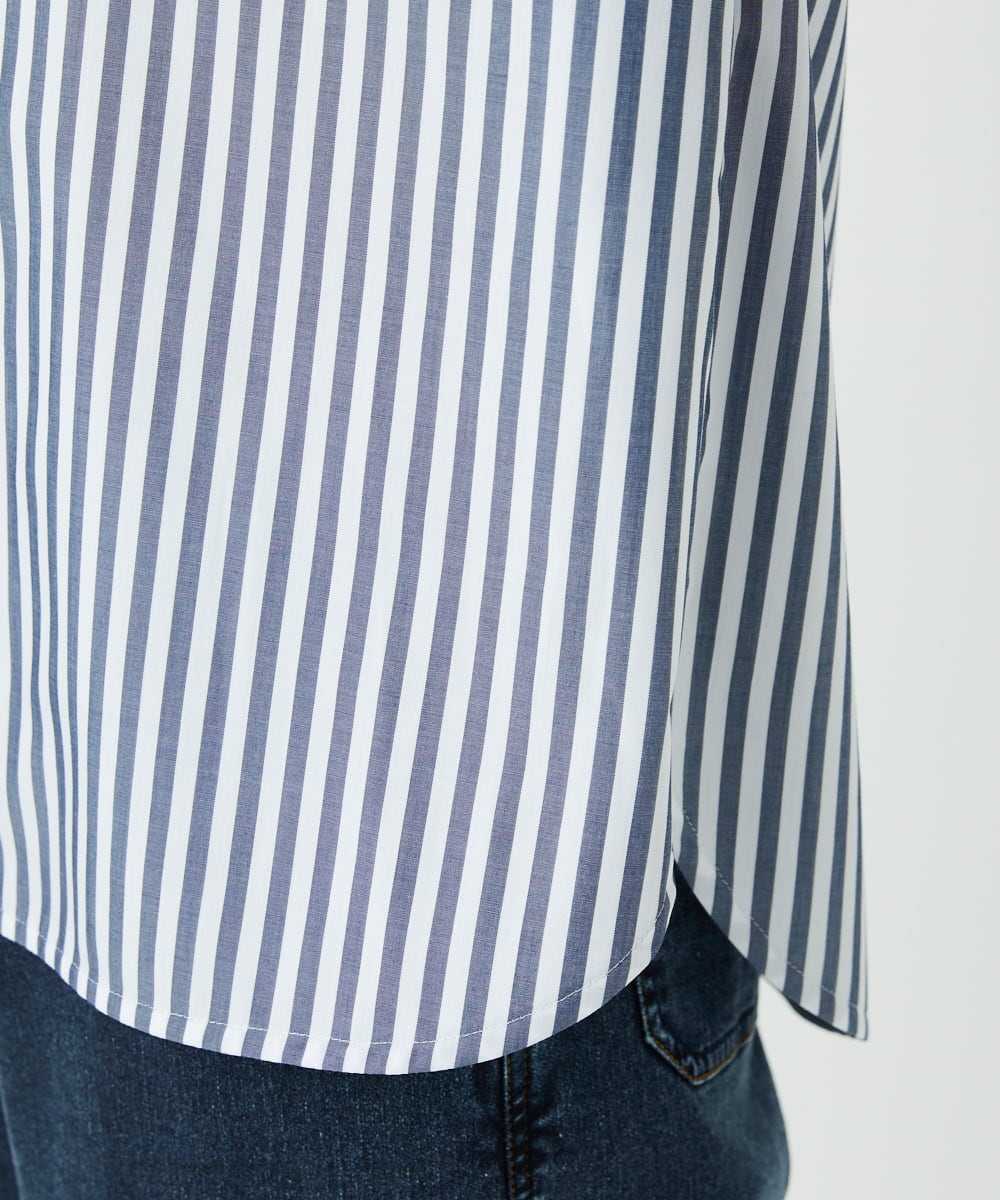 PHBEE05230 GEORGES RECH(小さいサイズ)(メゾン ドゥ サンク) [日本製]バンドカラーシャツ ネイビー