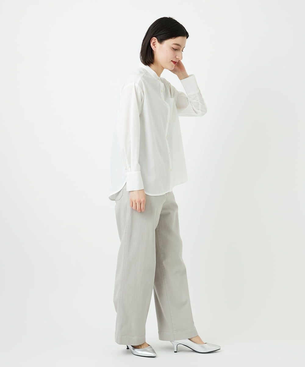 PHBEE05230 GEORGES RECH(小さいサイズ)(メゾン ドゥ サンク) [日本製]バンドカラーシャツ ネイビー