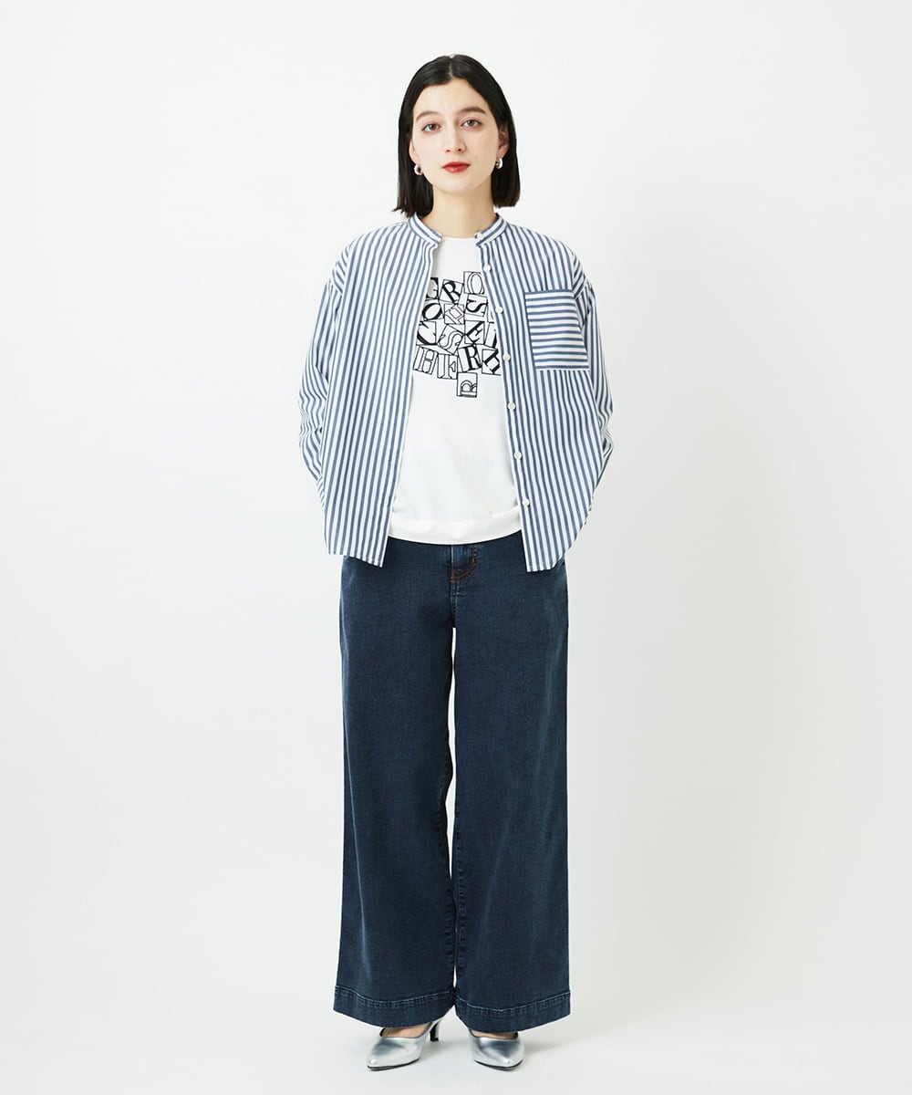 PHBEE05230 GEORGES RECH(小さいサイズ)(メゾン ドゥ サンク) [日本製]バンドカラーシャツ ネイビー