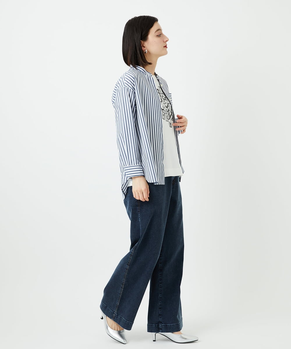 PHBEE05230 GEORGES RECH(小さいサイズ)(メゾン ドゥ サンク) バンドカラーシャツ ネイビー