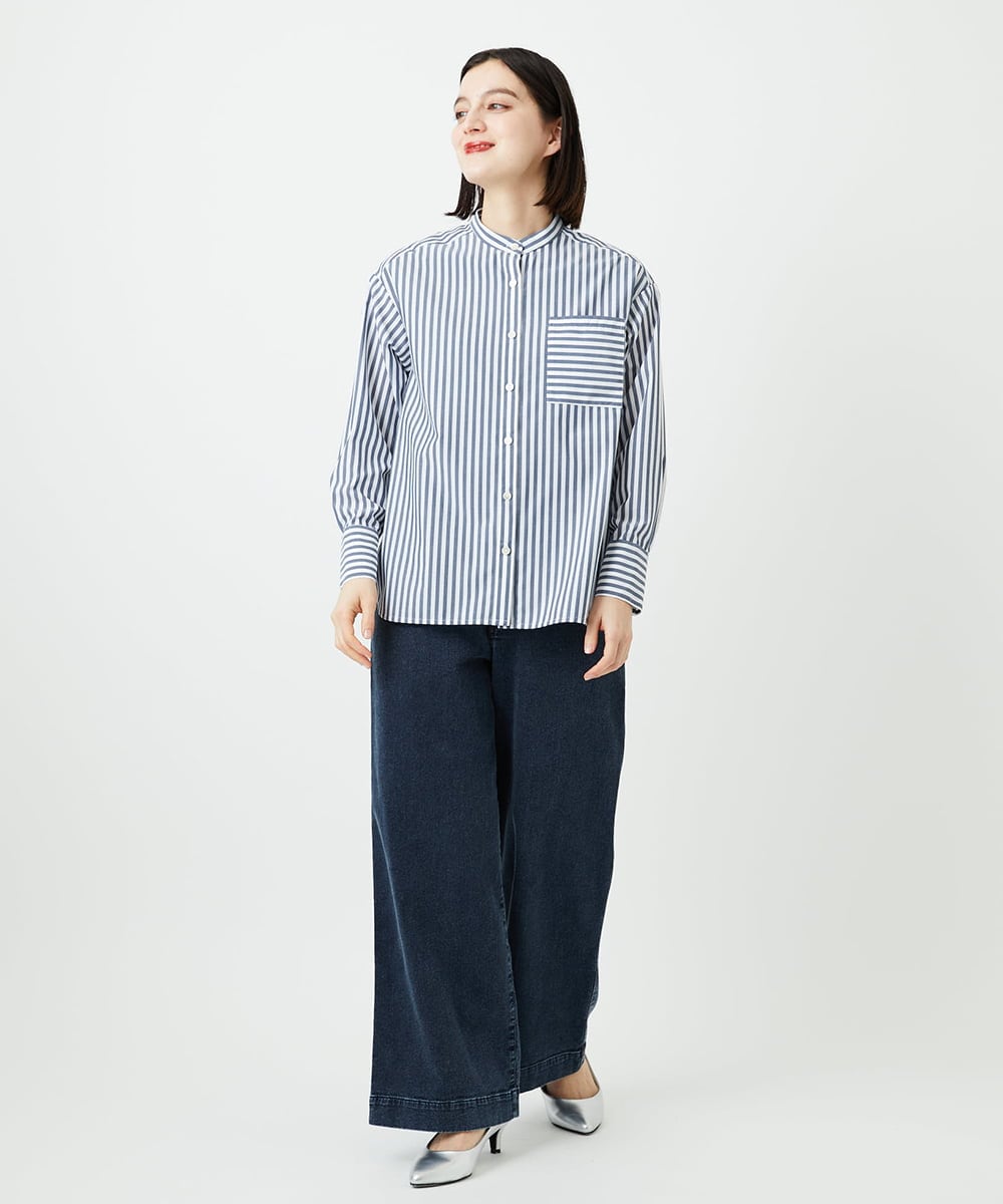 PHBEE05230 GEORGES RECH(小さいサイズ)(メゾン ドゥ サンク) バンドカラーシャツ ネイビー