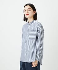 PHBEE05230 GEORGES RECH(小さいサイズ)(メゾン ドゥ サンク) バンドカラーシャツ ネイビー