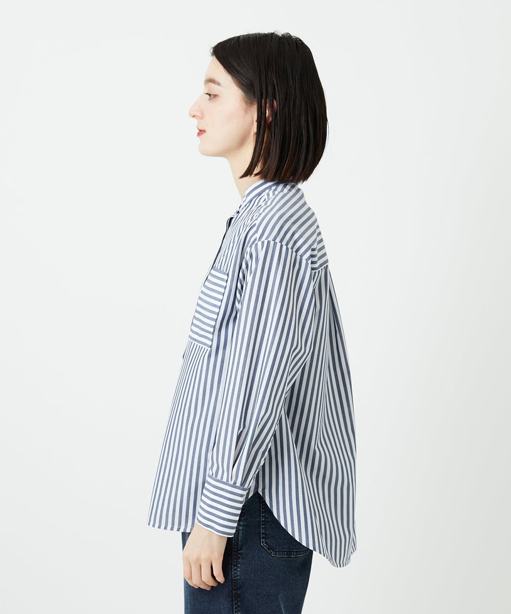 PHBEE05230 GEORGES RECH(小さいサイズ)(メゾン ドゥ サンク) バンドカラーシャツ ネイビー