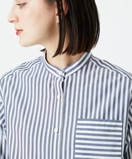 PHBEE05230 GEORGES RECH(小さいサイズ)(メゾン ドゥ サンク) バンドカラーシャツ ネイビー